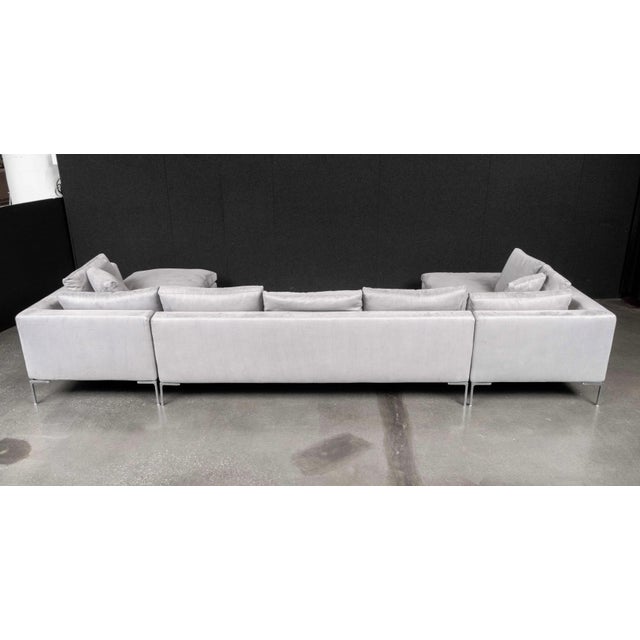 B&b Italia Gray Suede Upholstered Sectional Sofa For Sale - Image 12 of 14