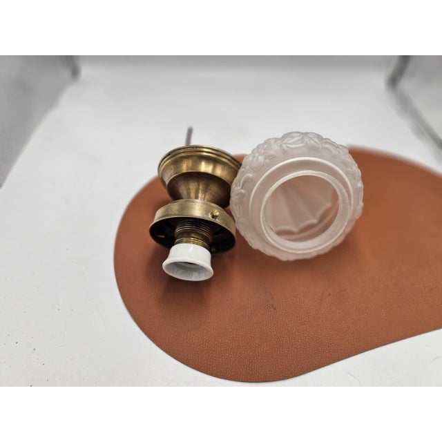 Art Deco Brass and Glass Ceiling Lamp, 1920s For Sale - Image 6 of 7