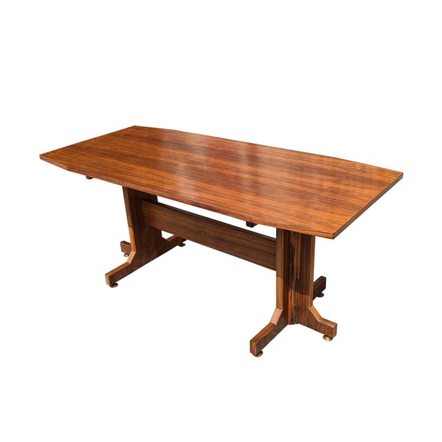 Mid-Century Modern Italian Fratino Dining Table in Wood and Brass, 1950s For Sale - Image 3 of 8