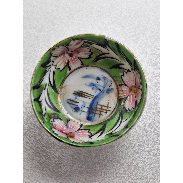 Blue 1920s Japanese Hand Painted Sake Set - Set of 6 For Sale - Image 8 of 13