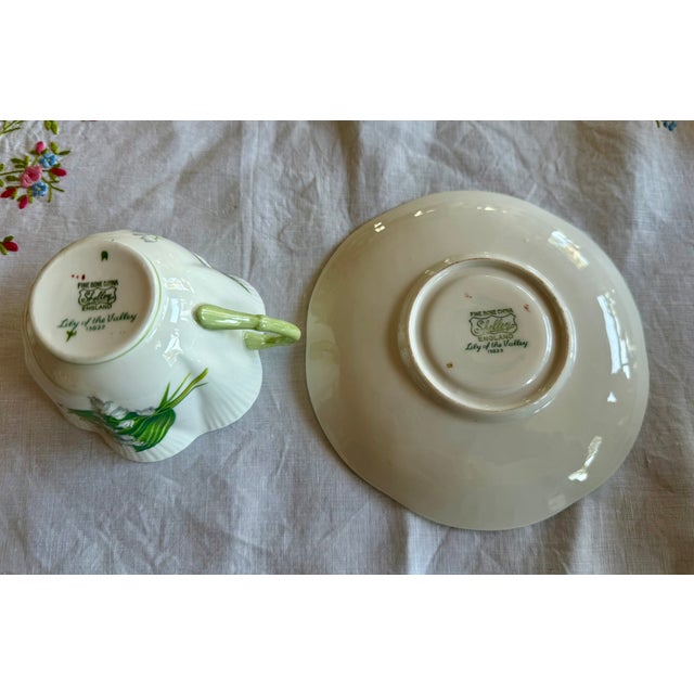 Shelley, English Porcelain Spring Flowers Set of 6 Teacups & Saucers For Sale In Los Angeles - Image 6 of 15