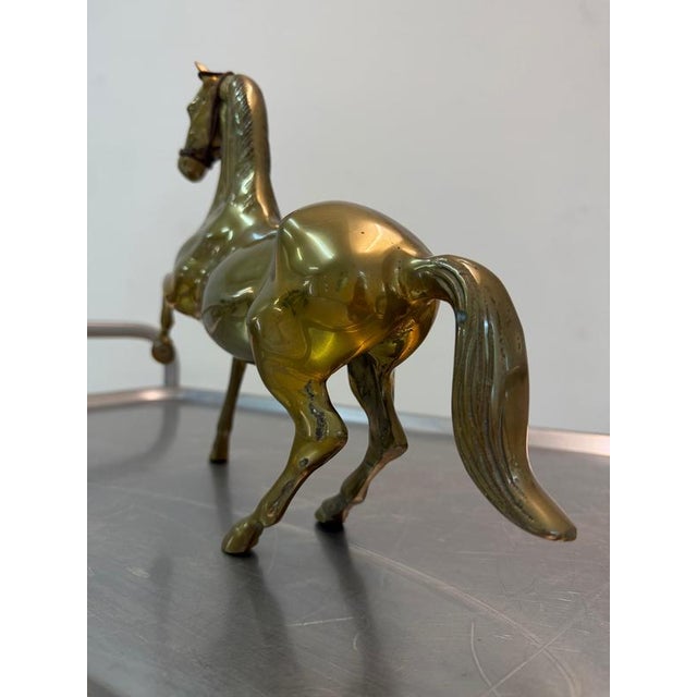 Metal Large Vintage Brass Horse For Sale - Image 7 of 11