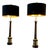 Hollywood Regency Table Lamp in Mahogany and Brass, England, 1970s, Set of 2 For Sale