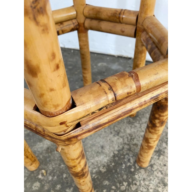 Vintage Burnt Tortoise Shell Finish Bamboo Display Pedestal or Plant Stand For Sale - Image 11 of 11