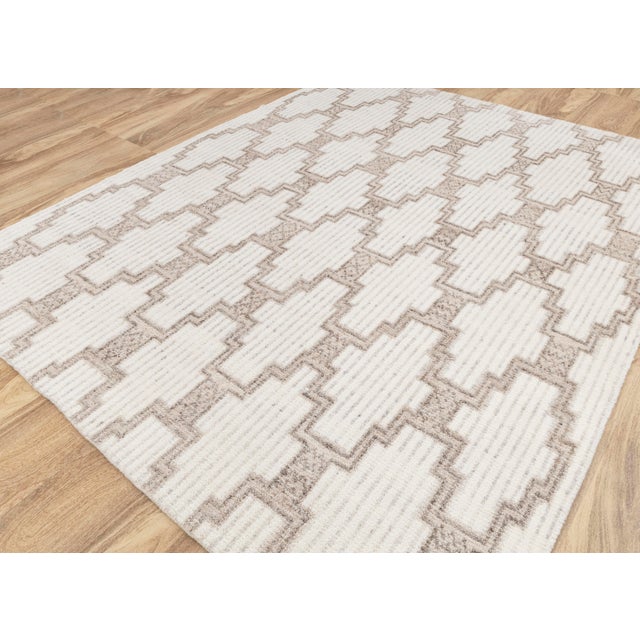 Not Yet Made - Made To Order 6x9FT. Ivory White Wool Boho Inspired Hand Made Rug For Sale - Image 5 of 18