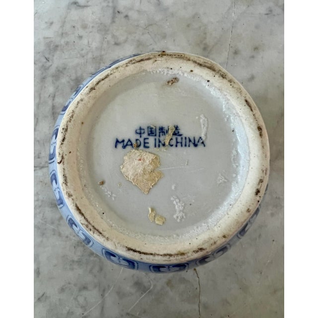 Chinese Vintage Blue & White Chinese Ceramic Vase For Sale - Image 3 of 8
