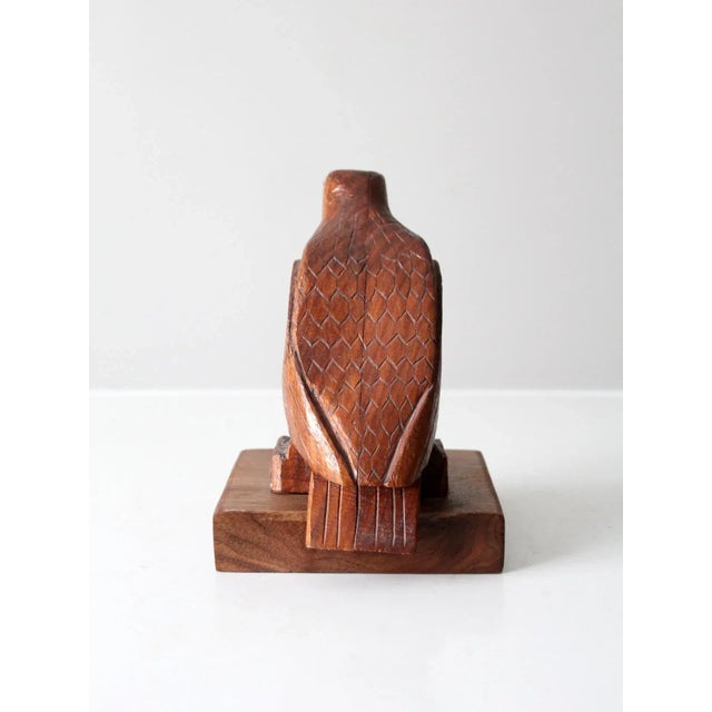 Wood Vintage Hand Carved Wood Eagle Statue. For Sale - Image 7 of 12