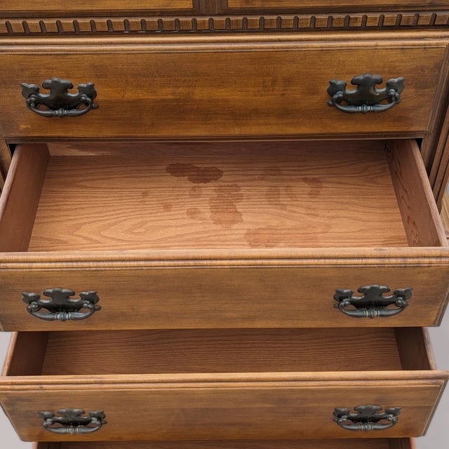 Vintage Chippendale Style Maple Tallboy Dresser, 1970s For Sale - Image 10 of 10