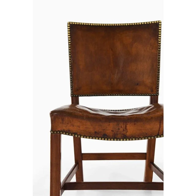 Kaare Klint Dining Chairs in Mahogany and Leather attributed to Kaare Klint, 1930s, Set of 4 For Sale - Image 4 of 9