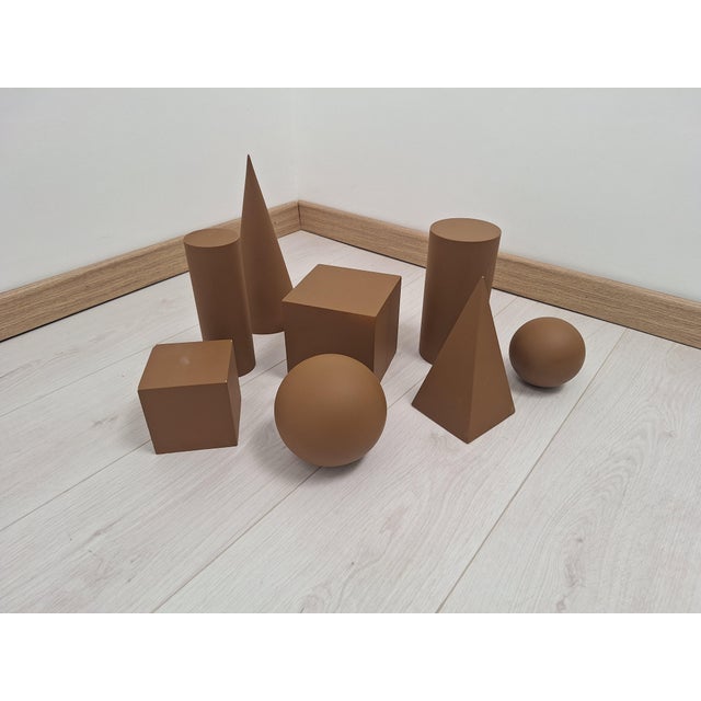 Wooden Geometric-Shape Ornaments in Brown Lacquer from Molteni, 1990s, Set of 8, in Very Good conditions. Designed 1990 to...