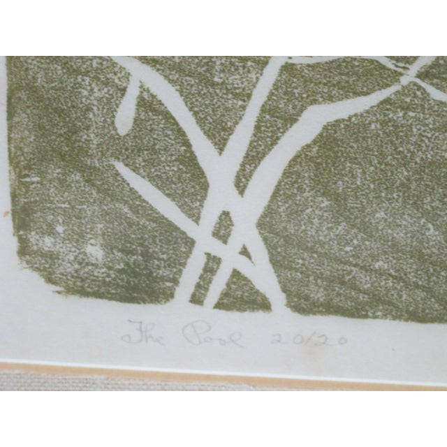 Dorothy Tadlock, mid century woodblock in titled 'The Pool'. Titled, limited edition 20/20, and signed in pencil at base....