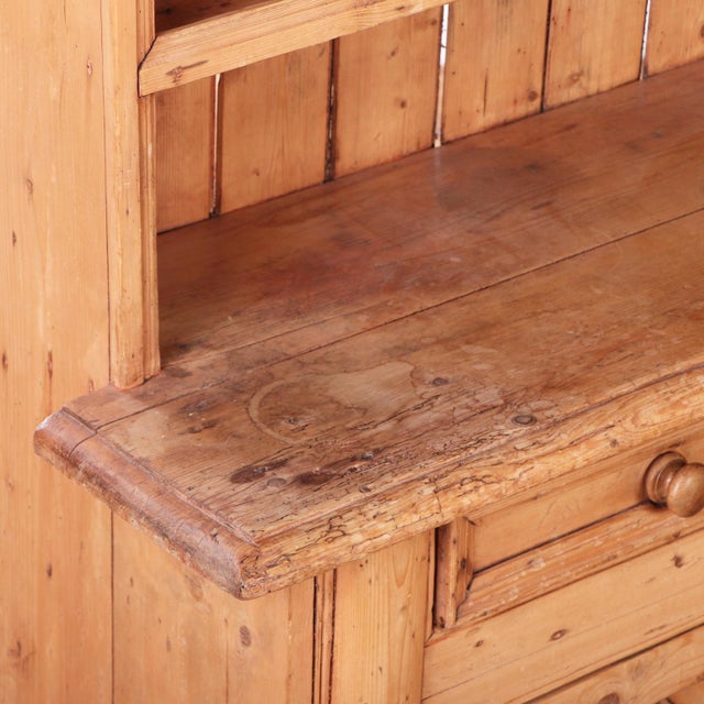 19th Century English Pine Stepback Dresser Bookcase, One Piece, 19th C. For Sale - Image 5 of 7
