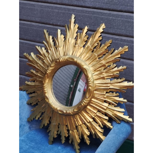 Baroque Gilt Sun Wall Mirror, 1970s For Sale - Image 3 of 9