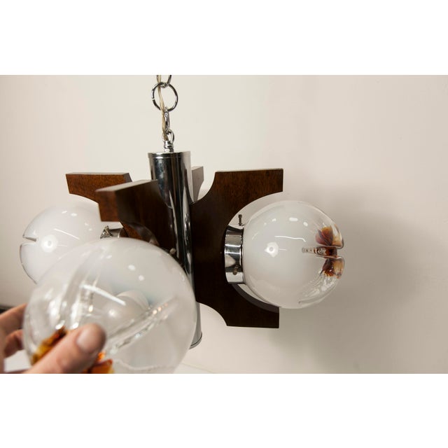 Murano Glass and Teak Chandelier from Mazzega, 1960s For Sale - Image 12 of 18