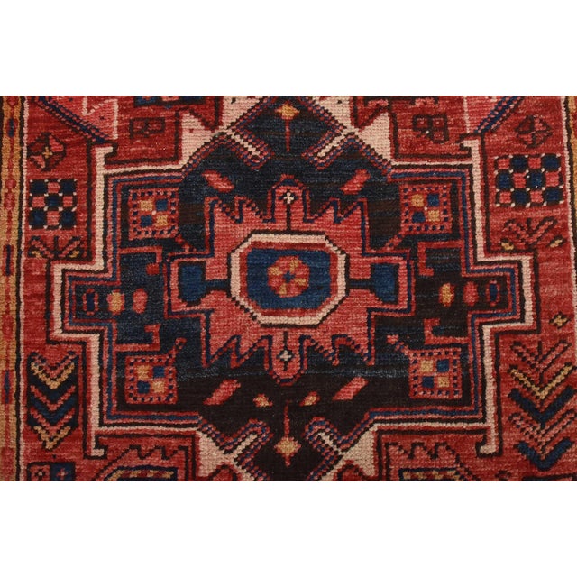 Karajeh Runner 3’1” X 11′ Red Wool Semi-Antique Tribal Hand-Knotted Rug For Sale - Image 11 of 15