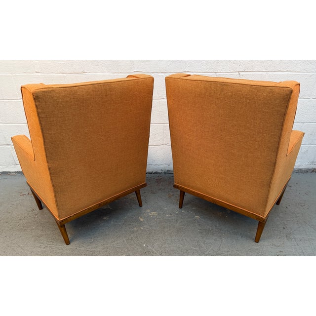 Pair of Vintage Mid-Century Modern Orange Upholstered Armchairs For Sale - Image 9 of 13