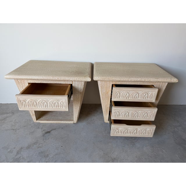 Pair of Organic Hand Carved Wood Nightstands For Sale - Image 4 of 18