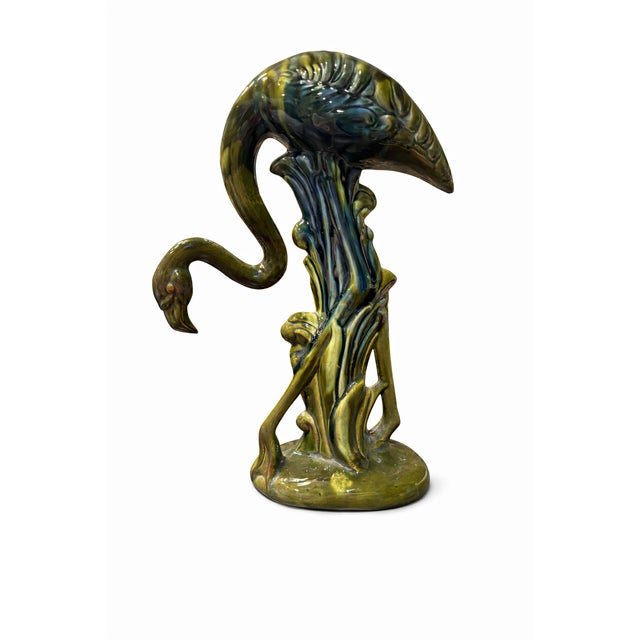 Vintage Mid-Century Modern Green Studio Art Pottery Stylized Dolphin (Abstract Bird Form), Drip Glaze, 13 For Sale - Image 12 of 12