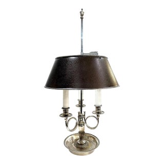 Vintage Silver Plated Bouillotte Lamp - Three Arms For Sale