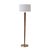 Scalloped Floor Lamp - Walnut, Weathered Brass, White Linen, on/Off Pull Chain For Sale - Image 4 of 8