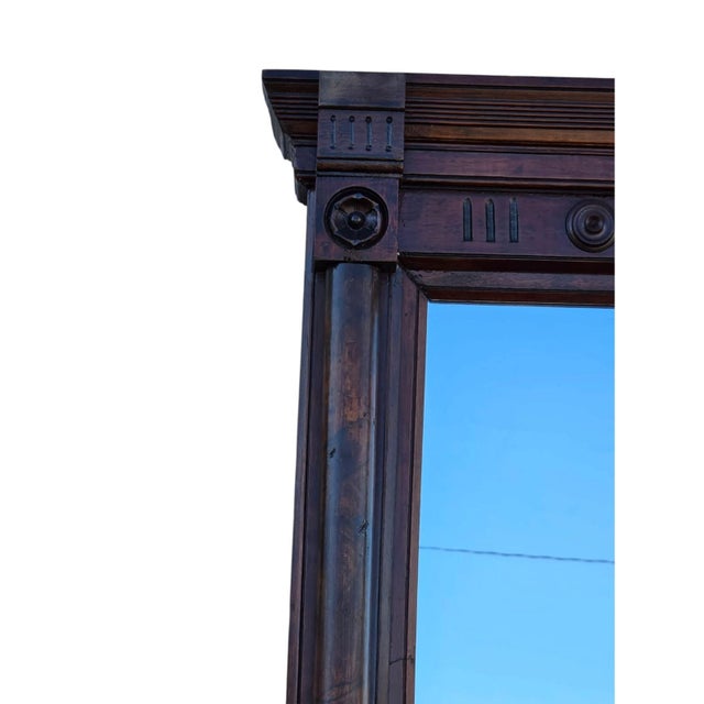 19th Century American Victorian Walnut Pierre Mirror/ Hallway Mirror. For Sale In Philadelphia - Image 6 of 16