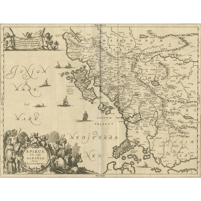 This map covers the northwestern coast of Greece and part of present-day Albania. The map was drawn by Johannes Wilhelm...