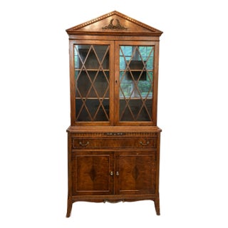 Vintage Federal Style Mahogany China Cabinet / Bookcase For Sale