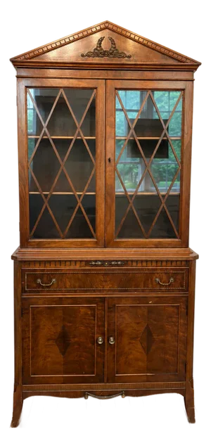 Vintage Federal Style Mahogany China Cabinet / Bookcase