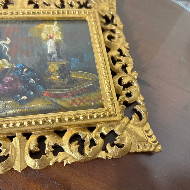 Vintage Italian Still Life Oil Painting Gold Ornate Frame Signed Original For Sale In Atlanta - Image 6 of 7