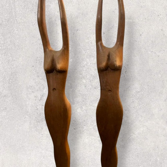 Mid-Century Scandinavian Hand-Carved Candlesticks, 1960, Set of 2 For Sale - Image 3 of 6