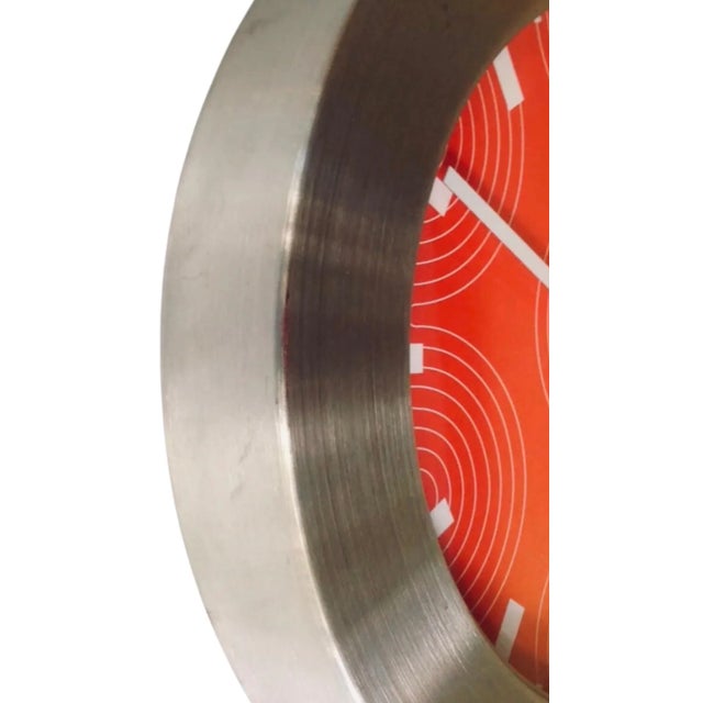 Vintage Mid Century Postmodern Panton Orange Wall Clock For Sale - Image 9 of 10