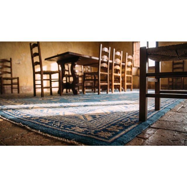 Elegant Royal Blue Color With Delicate Floral Design Antique Chinese Peking Rug For Sale In New York - Image 6 of 7