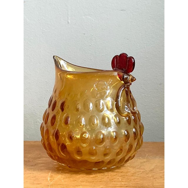 Vintage Amber Glass Chicken Pitcher For Sale - Image 10 of 12