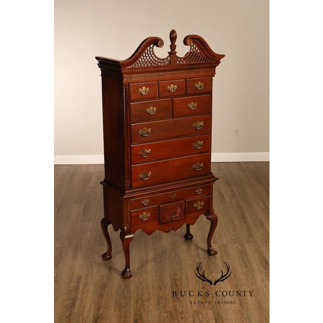American Drew Traditional Chippendale Style Mahogany Highboy Chest on Chest Tall Dresser For Sale - Image 18 of 18