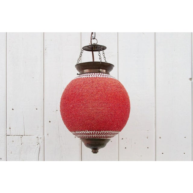 Moroccan Crimson Pendant Sphere Lantern For Sale - Image 3 of 9