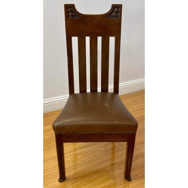 Brown Arts & Crafts American Oak Side Chair C.1920 For Sale - Image 8 of 8