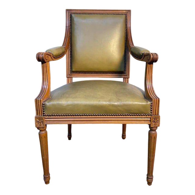 Louis XVI Style Leather Office Chair For Sale