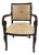 Late 20th Century Empire Revival Faiteuil Carved Mahogany & Brocade Armchair For Sale