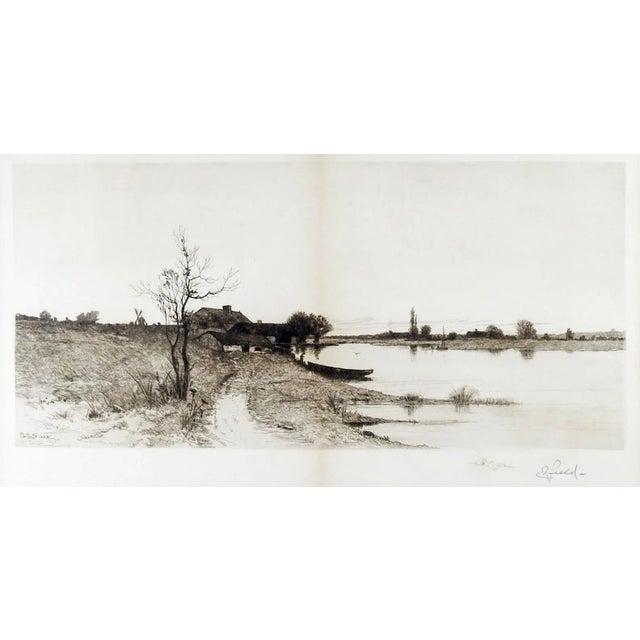 Late 19th Century Antique 1890 E. L. Field Lake Landscape Etching For Sale - Image 5 of 5