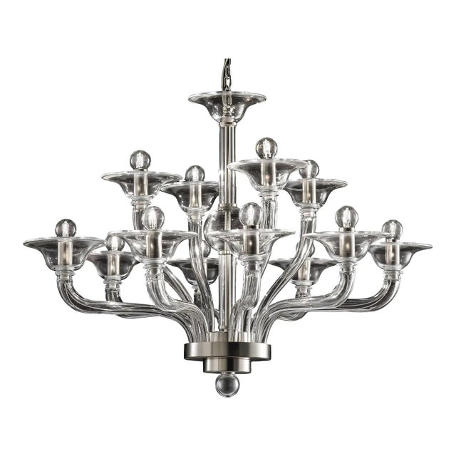 Glass Transparent Linear Murano Glass Chandelier by Simoeng For Sale - Image 7 of 7