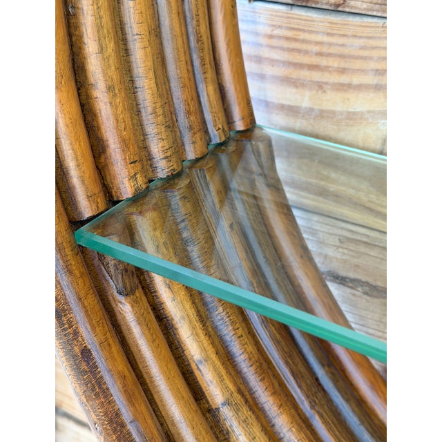 Monumental Vintage Bent Rattan Circular Wall Shelf Manner of Paul Frankl For Sale - Image 9 of 12