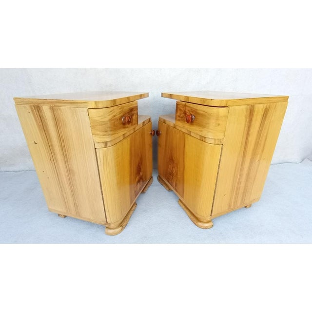 Brown Art Deco Bedside Tables by Jindřich Halabala for Up Závody, 1950s, Set of 2 For Sale - Image 8 of 18