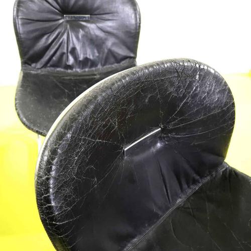 Black Faux Leather and Chrome Steel Chairs by Gastone Rinaldi, Set of 4 For Sale - Image 4 of 12