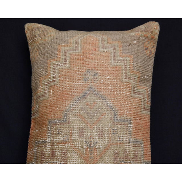 Mid 20th Century Handmade Double Knotted Oushak Rug Pillow Cover -15'' X 32'' For Sale - Image 5 of 11