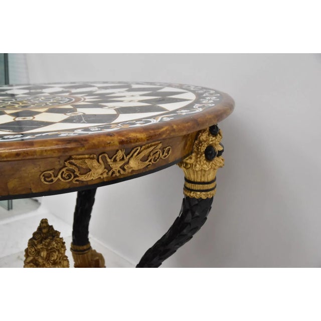 Wood Ornate Pietra Dura Center Table With Dolphin Base For Sale - Image 7 of 8