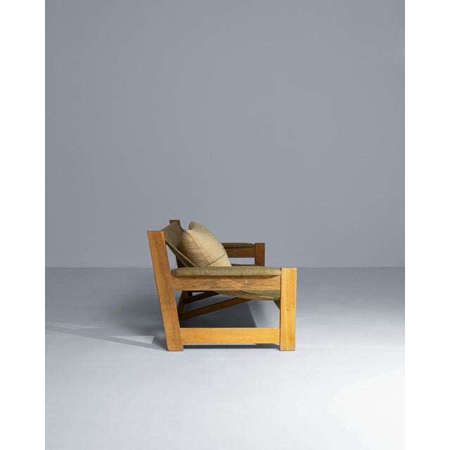 1960s Danish Mid-Century Oak Frame Sling Sofa With Upholstered Cushions For Sale - Image 18 of 18