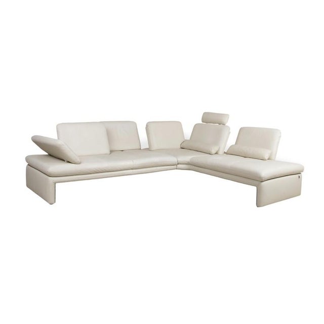 Cream Leather Corner Sofa in Cream Beige with Manual Function by Willi Schillig For Sale - Image 8 of 18