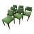 Set of 6 Italian Mid-Century Modern Dining Chairs in Walnut and Green Upholstery, C. 1960s For Sale