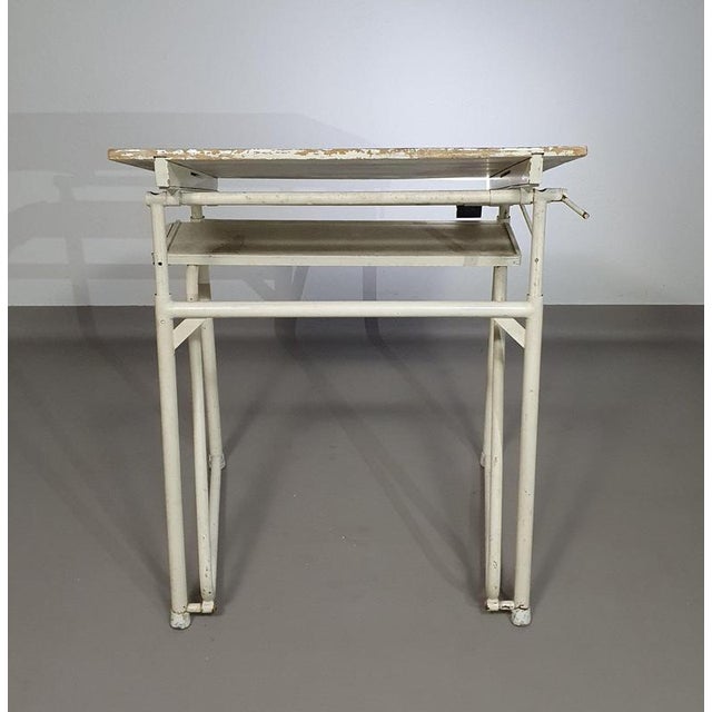 White Vintage Industrial Drawing Table For Sale - Image 8 of 18