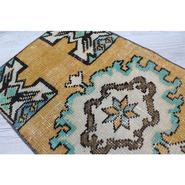 Turkish Mini Rug - 17 "X 30.5" For Sale - Image 4 of 9